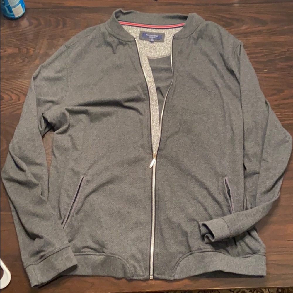 Light Zip Up Sweatshirt Gray, Floral Inlay